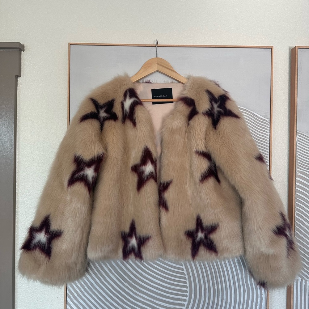 Olivaceous Cream and Purple Star Teddy Jacket